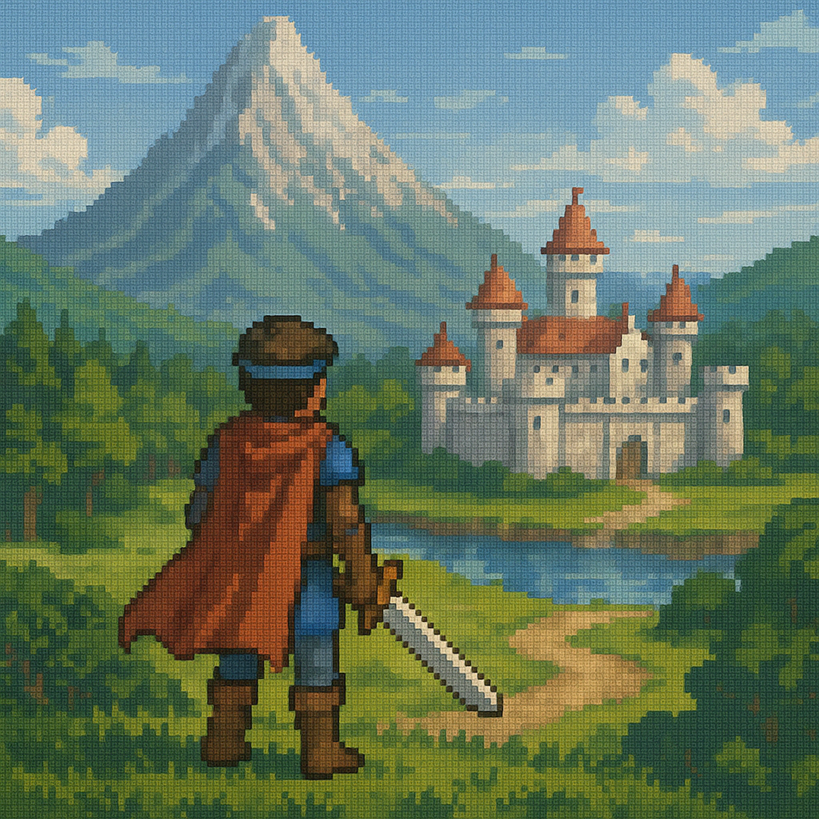 冒険に旅立つ勇者の絵